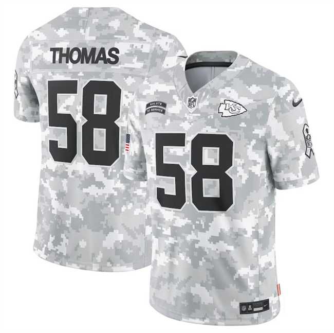 Mens Kansas City Chiefs #58 Derrick Thomas 2024 Arctic Camo Salute To Service Limited Stitched Jersey Dyin